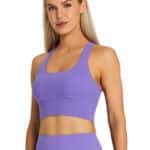 Model wearing fiit pixie sports bra in Lavender